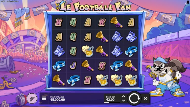 Le Football Fan slot gameplay showing the active reels and symbols