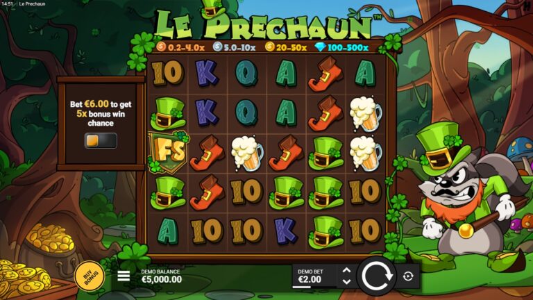 Le Prechaun slot gameplay showing the active reels and symbols