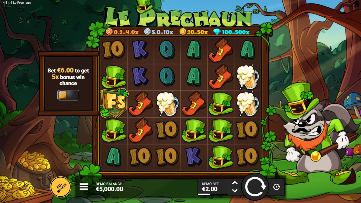 Le Prechaun slot gameplay showing the active reels and symbols