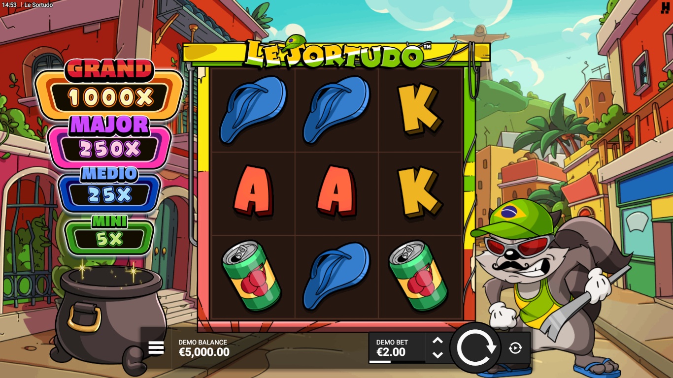 Le Sortudo slot gameplay showing the active reels and symbols