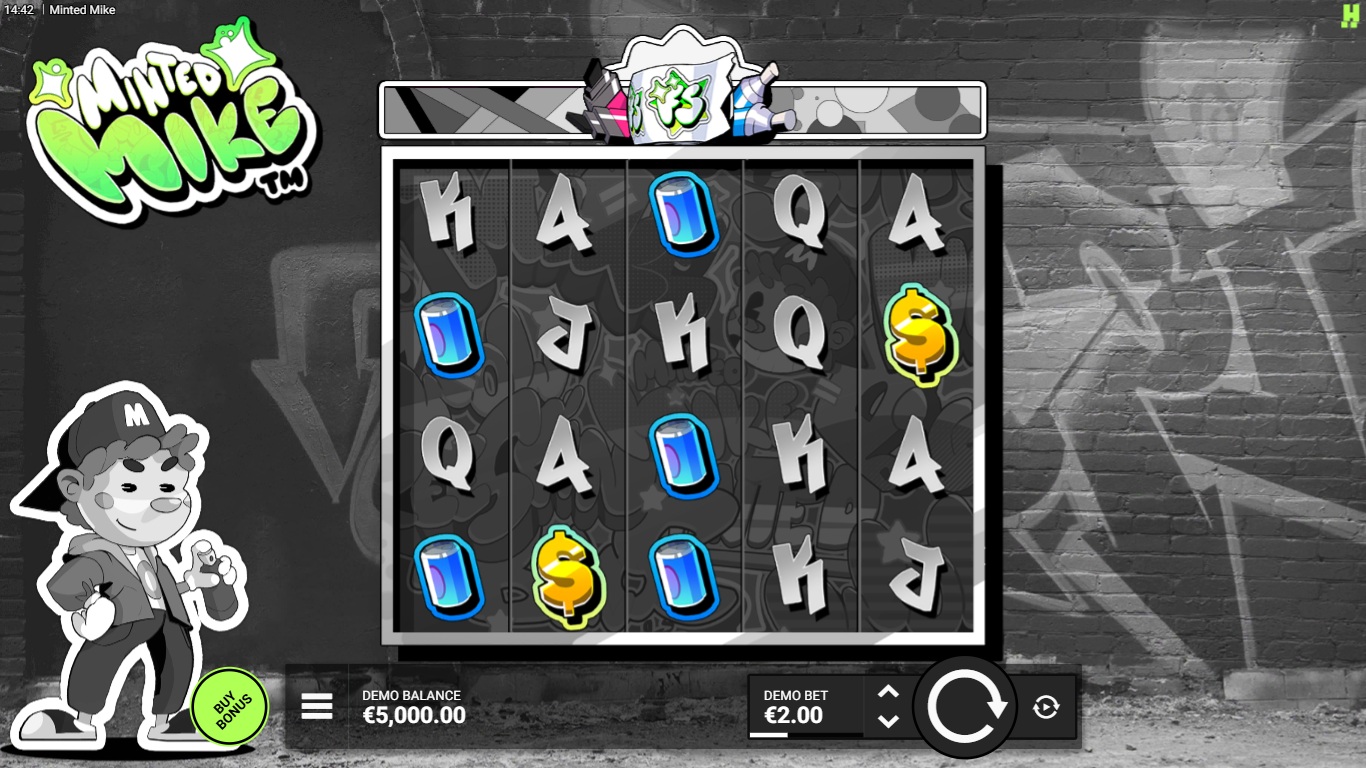 Minted Mike slot gameplay showing the reels and symbols