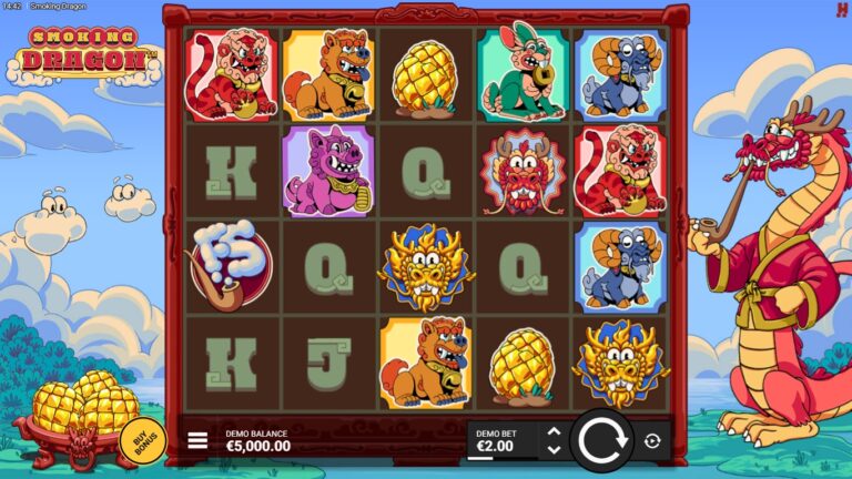 Smoking Dragon slot gameplay showing the reels and symbols