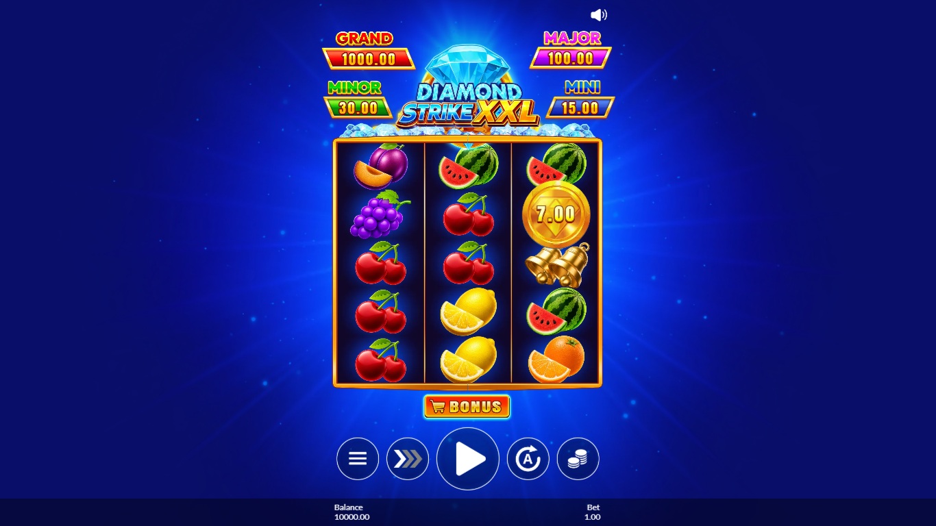 Diamond Strike XXL slot gameplay showing the reels and symbols