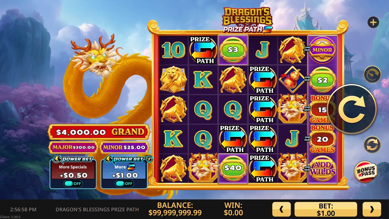 dragon s blessing prize path slot gameplay with visible reels and symbols