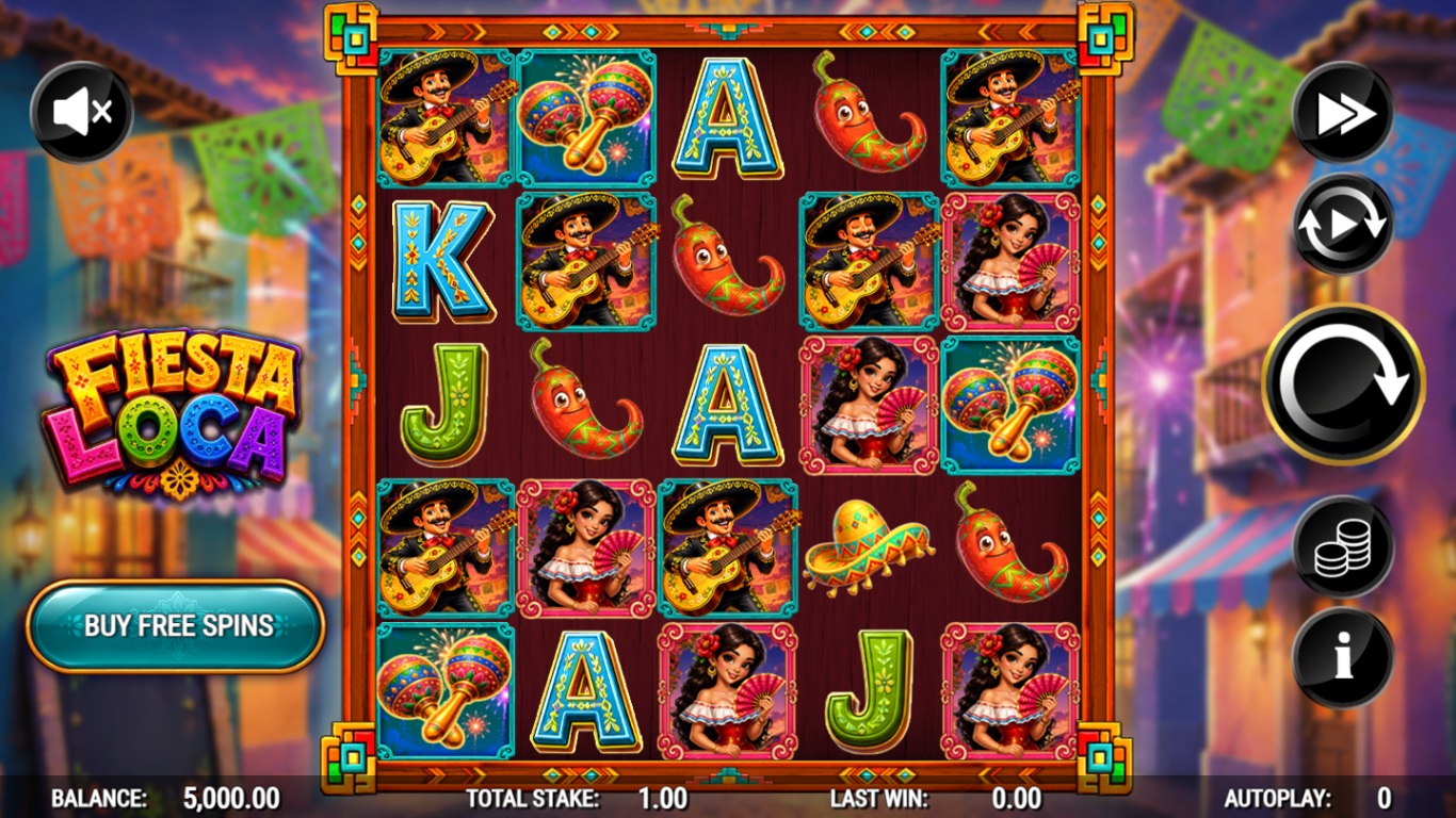 fiesta loca slot gameplay with visible reels and symbols