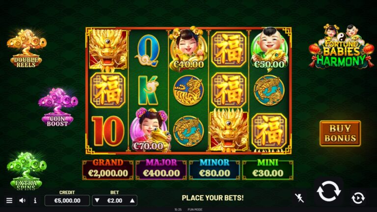 fortune babies harmony slot gameplay with visible reels and symbols