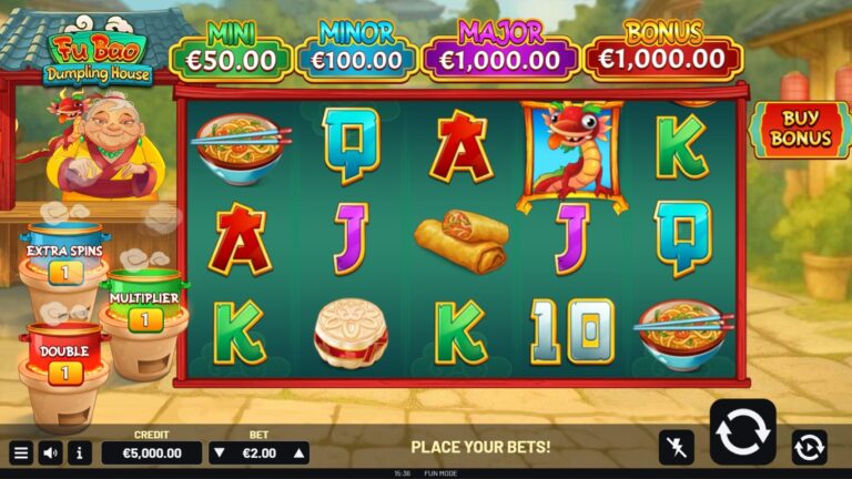 fu bao dumpling house slot gameplay with visible reels and symbols