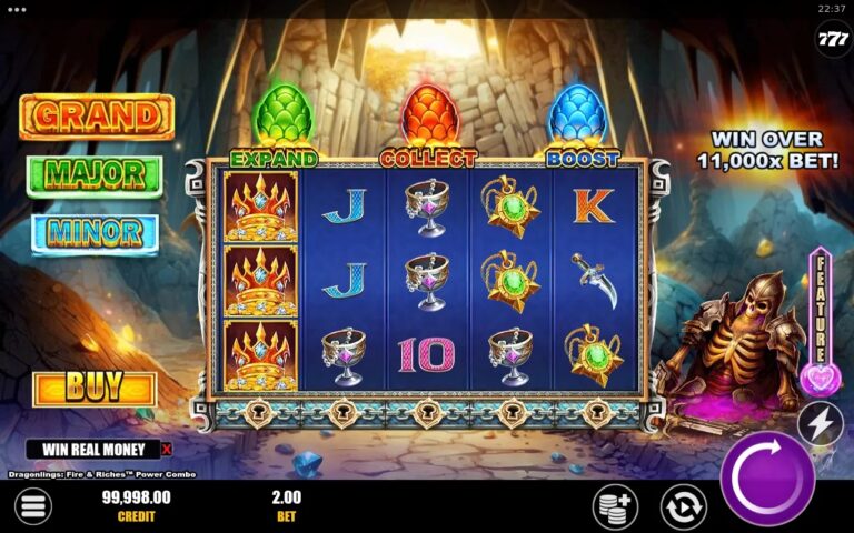 Dragonlings Fire and Riches Power Combo slot gameplay with dragon symbols
