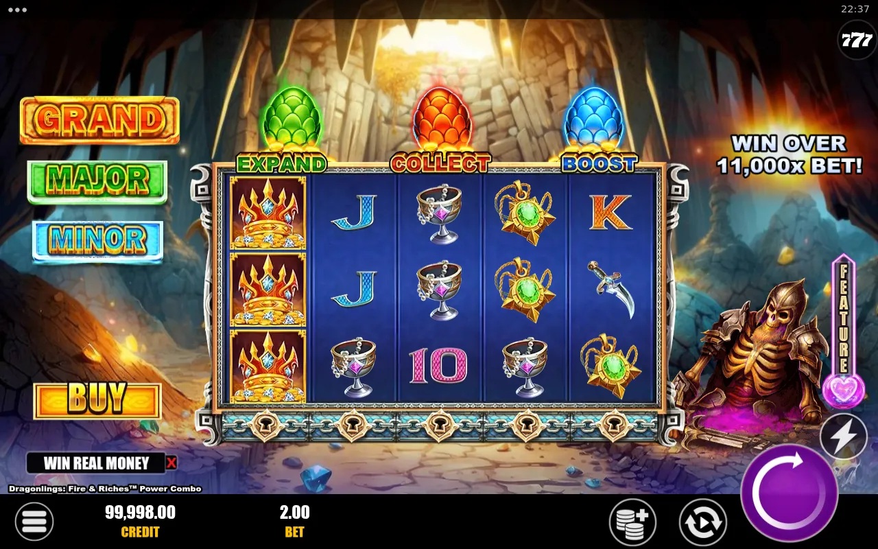 Dragonlings Fire and Riches Power Combo slot gameplay with dragon symbols