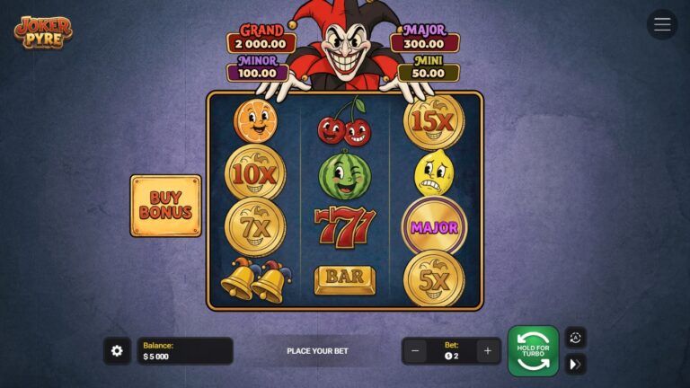 joker pyre slot gameplay showing the active reels and symbols