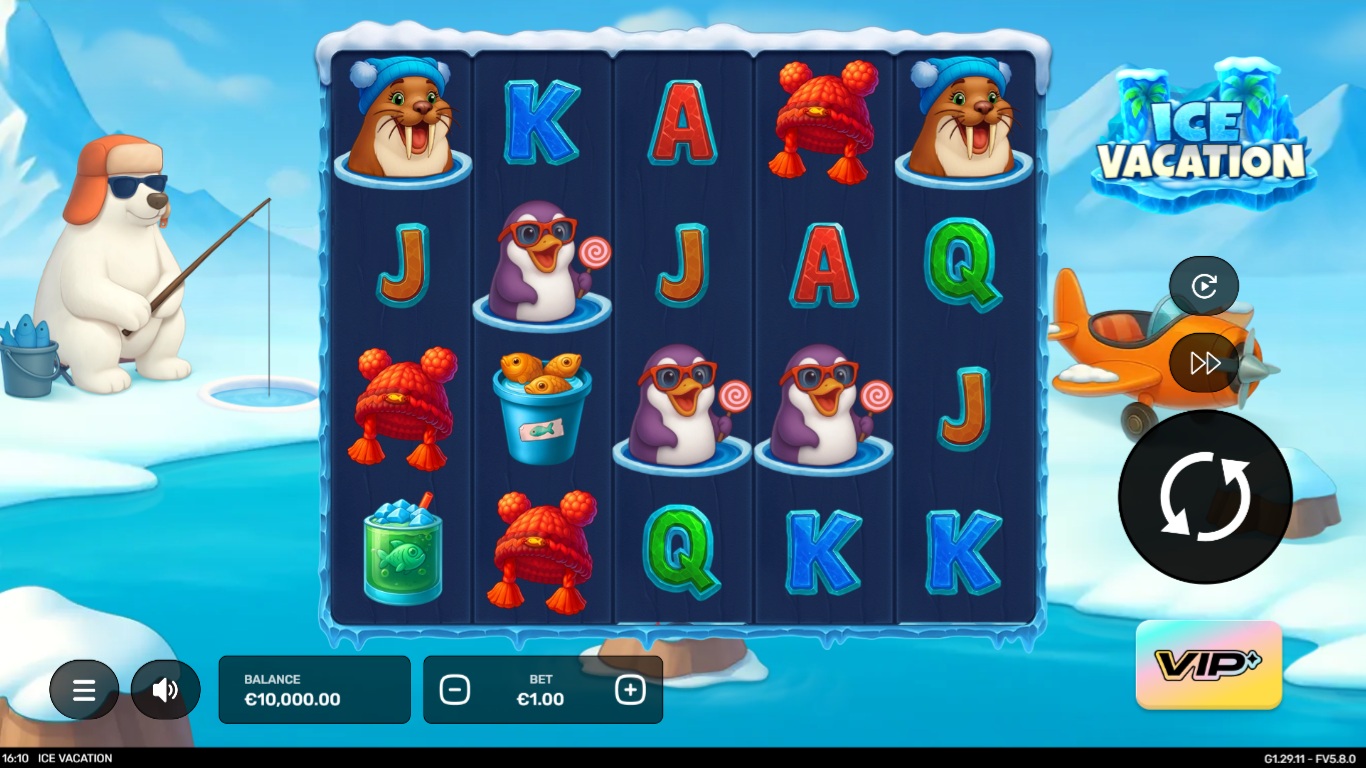 ice vacation slot gameplay showing the active reels and symbols