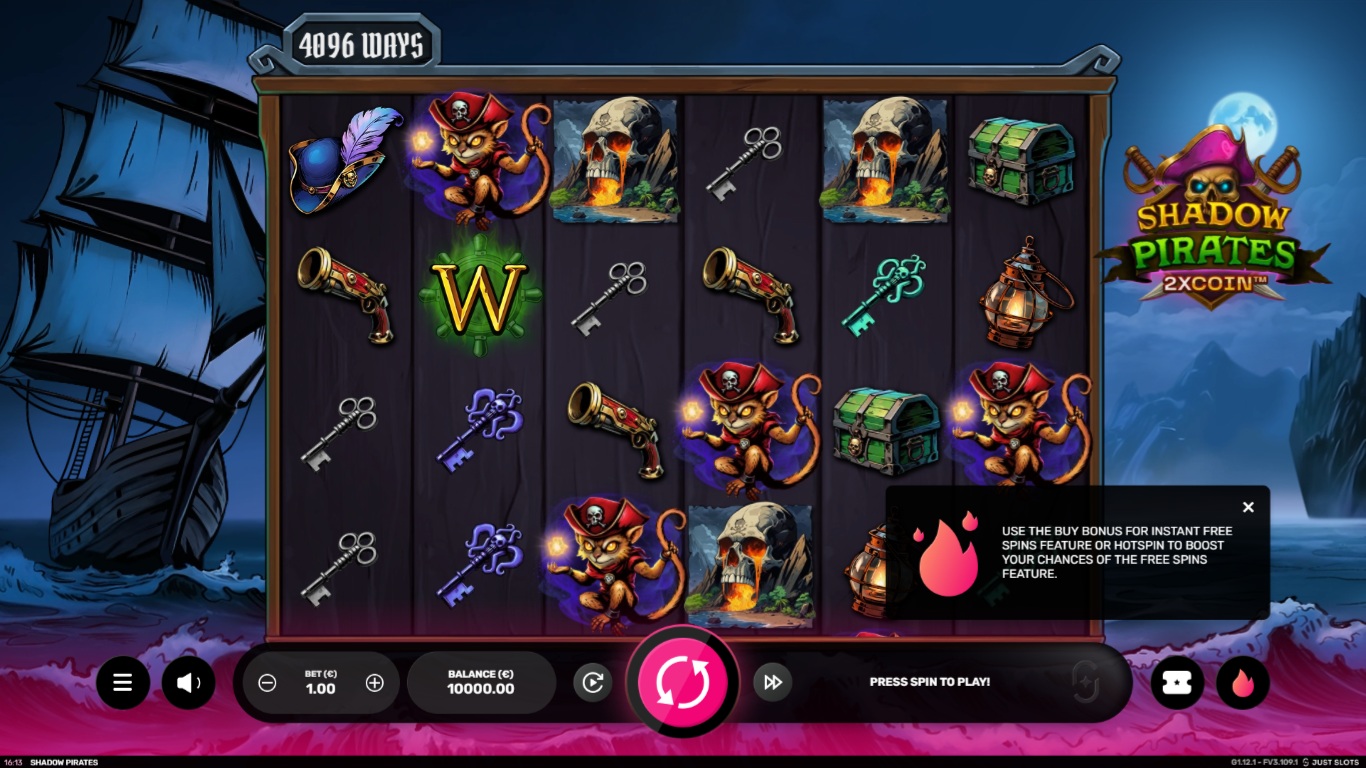 shadow pirates slot gameplay showing the active reels and symbols