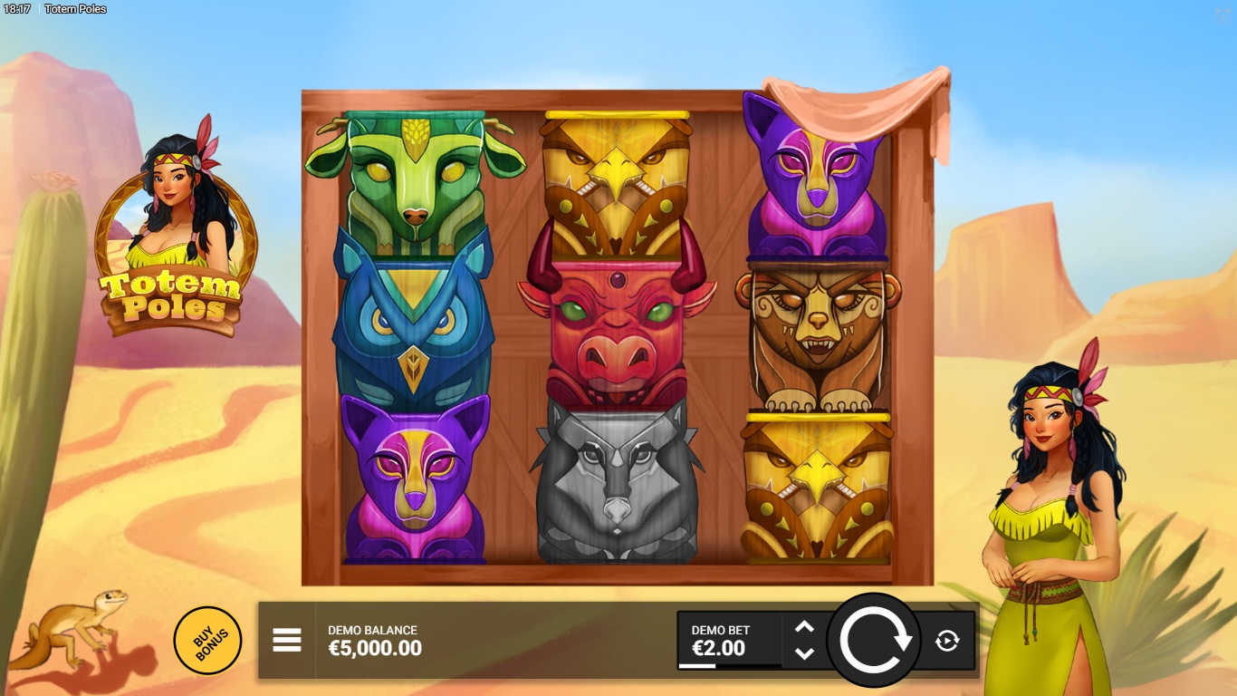 Totem Poles slot gameplay showing the active reels and symbols