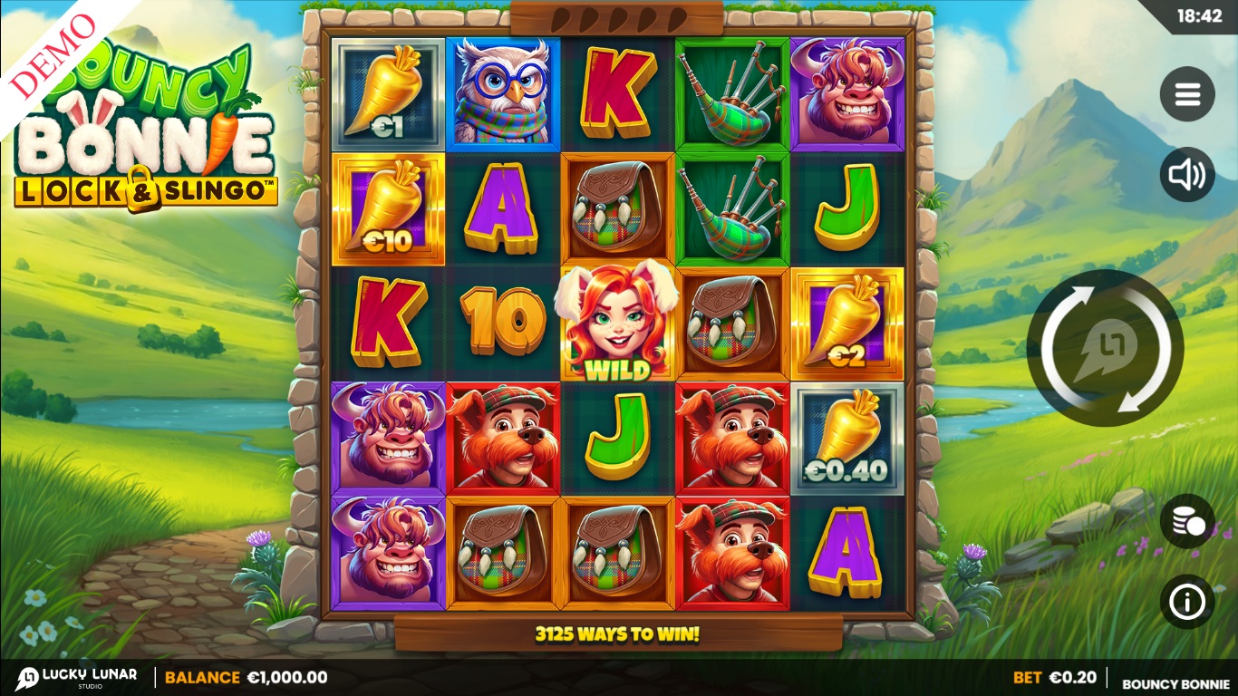 Bouncy Bonnie slot gameplay showing the active reels and symbols