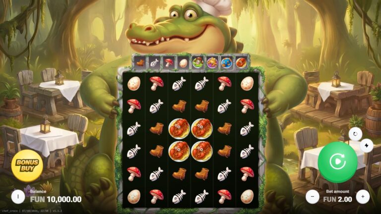 Chef Croco slot gameplay showing the active reels and symbols