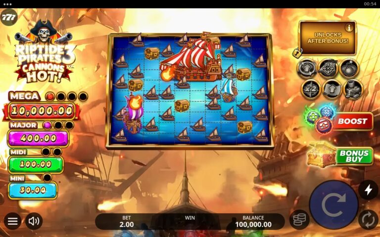 Pirates of the Caribbean 2 slot gameplay with ships and cannon symbols