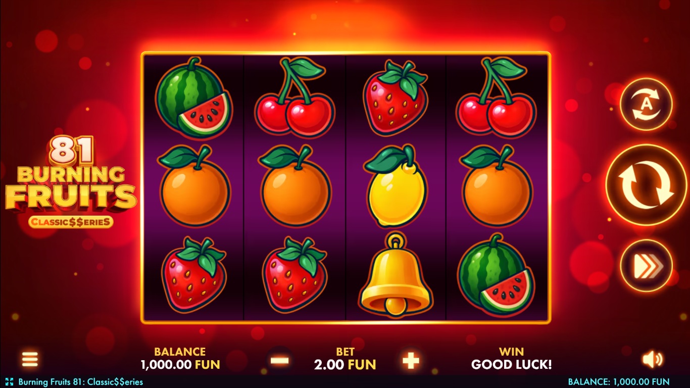 Burning Fruits 81 slot gameplay with fruit on four reels