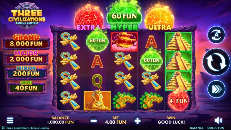 Three Civilizations Bonus Combo gameplay with ancient symbols