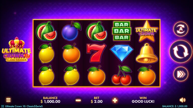 Ultimate Crown 10 gameplay with fruit and Crown symbols