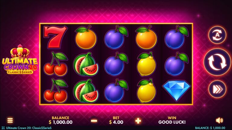 Ultimate Crown 20 gameplay with fruit across five reels