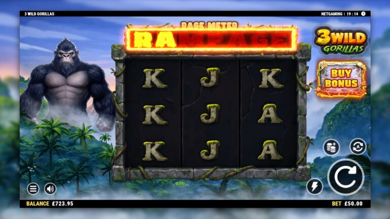 3 Wild Gorillas gameplay on a three-by-three jungle grid