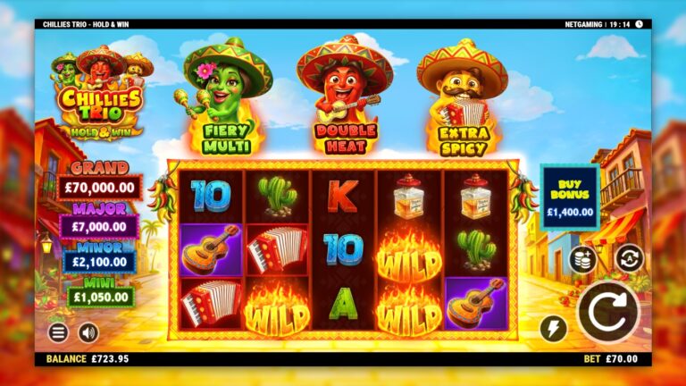 Chillies Trio Hold and Win gameplay with colored chili symbols