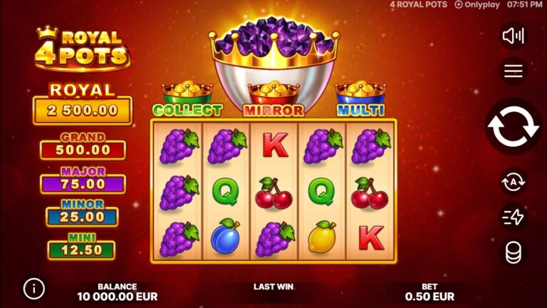 4 Royal Pots slot gameplay with symbols on a 5x3 board