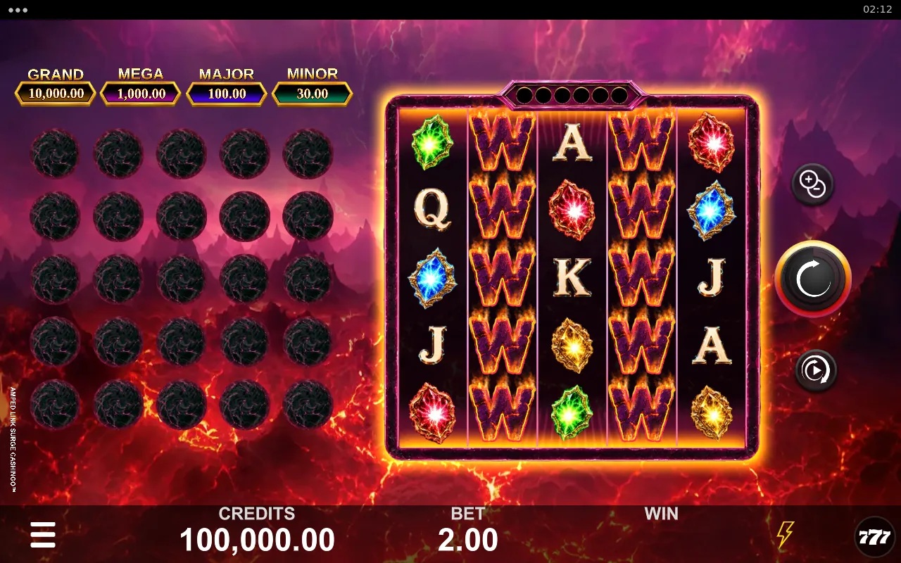 Amped Link Surge Cashingo slot gameplay with symbols on a 5x5 board