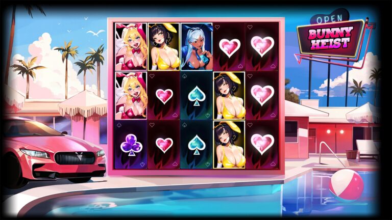Bunny Heist slot gameplay with symbols on a 5x3 board