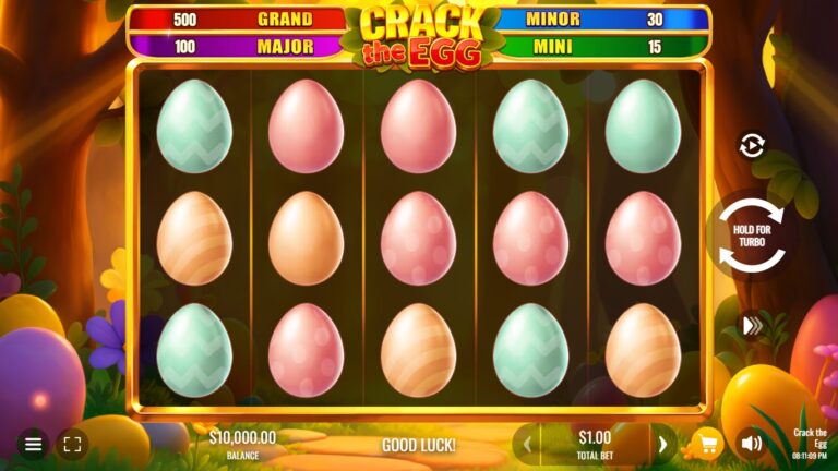 Crack the Egg slot gameplay with symbols on a 5x3 board
