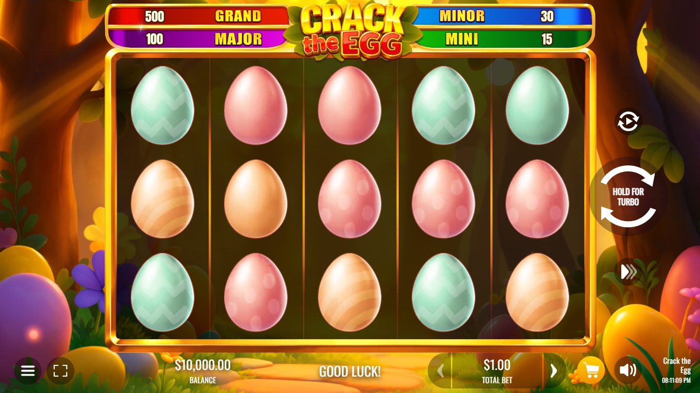 Crack the Egg slot gameplay with symbols on a 5x3 board