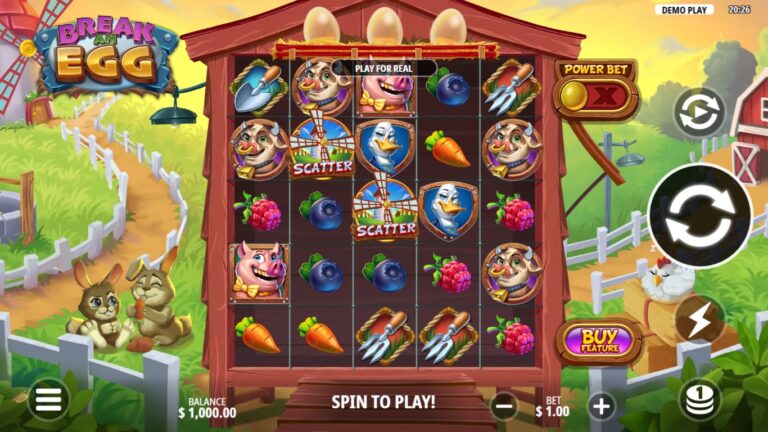 Break an Egg slot gameplay showing symbols on a 5x5 board