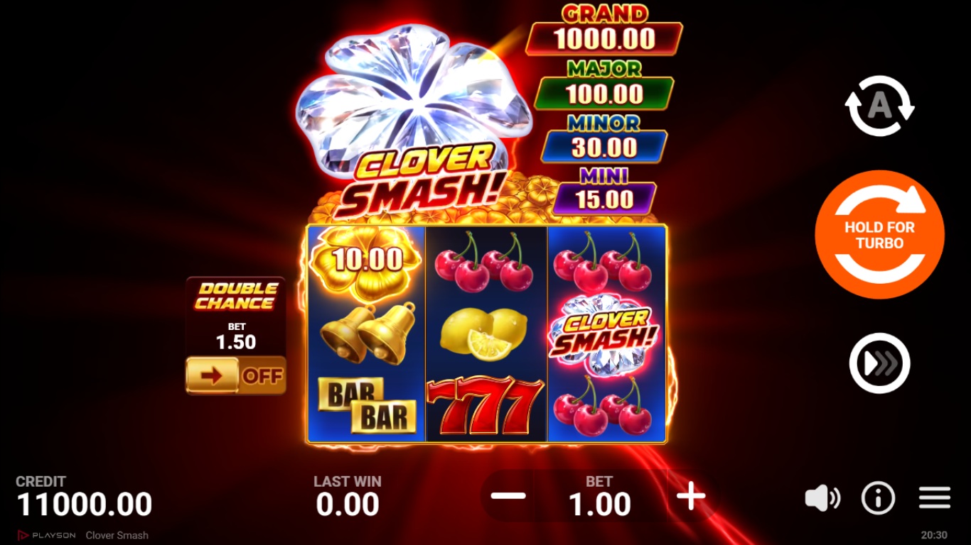 Clover Smash slot gameplay showing symbols on a 3x3 board