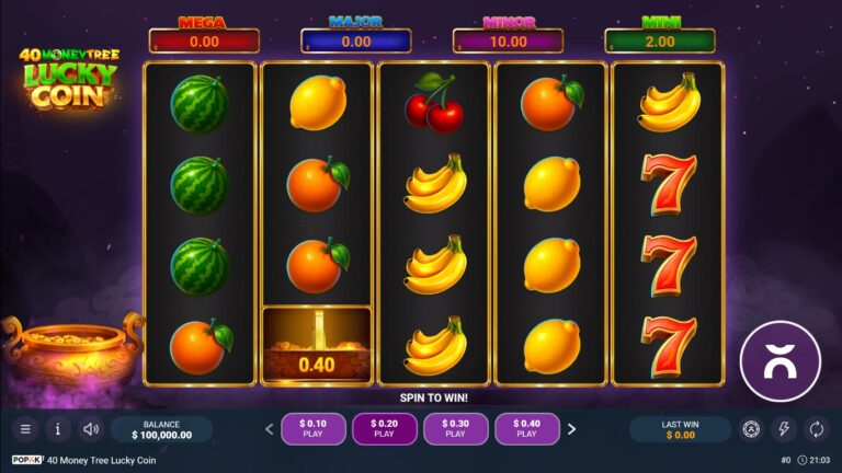 40 Money Tree Lucky Coin slot gameplay with symbols on a 5x4 board