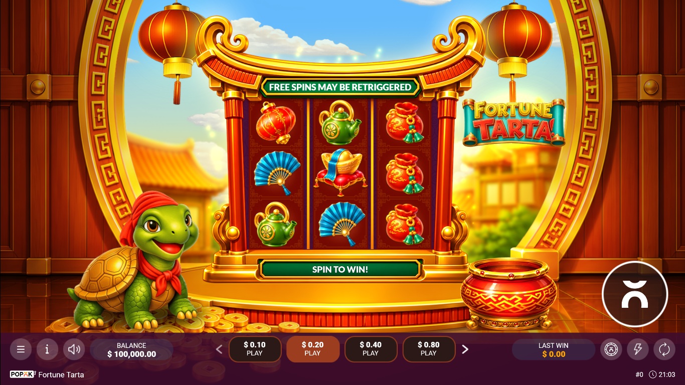 Fortune Tarta slot gameplay with symbols on a 3x3 board