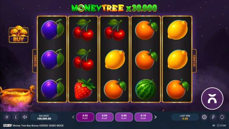 Money Tree Buy Bonus X30000 slot gameplay with symbols on a 5x3 board