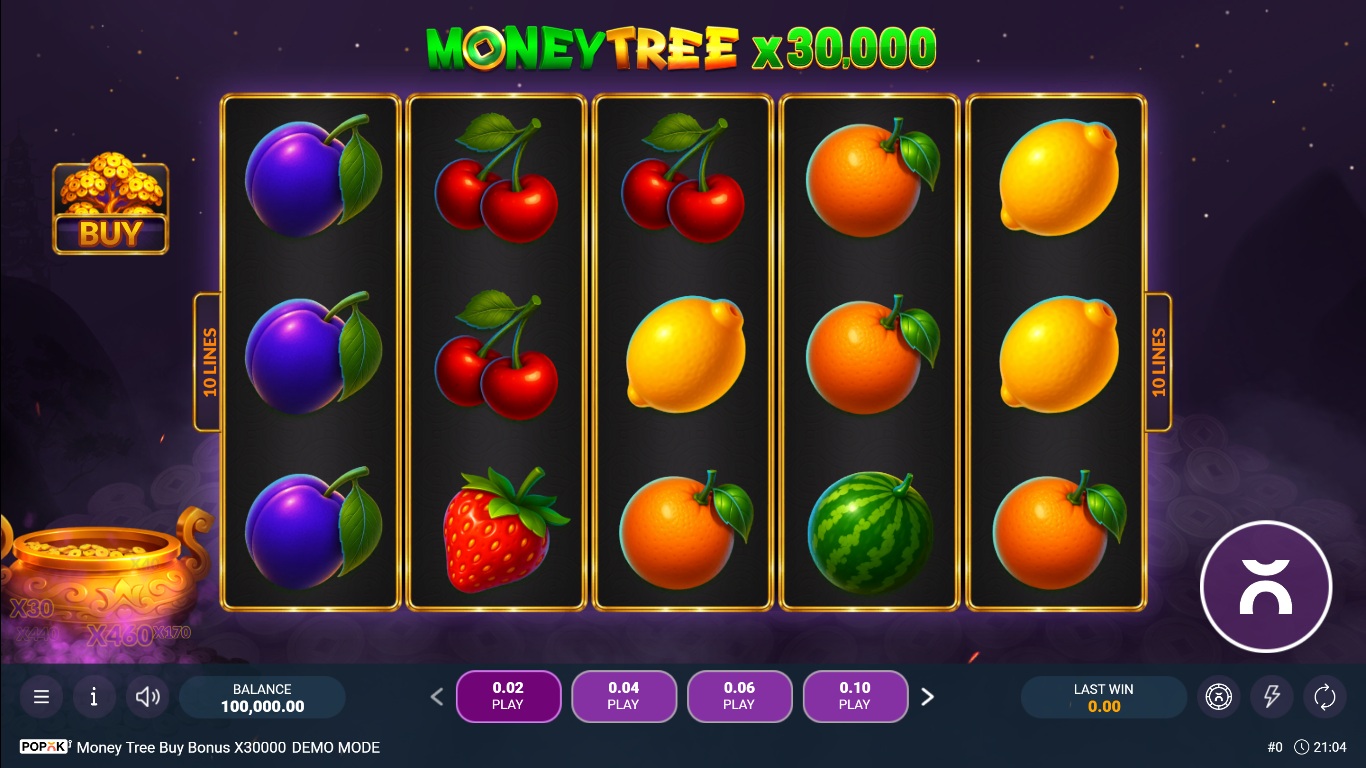 Money Tree Buy Bonus X30000 slot gameplay with symbols on a 5x3 board