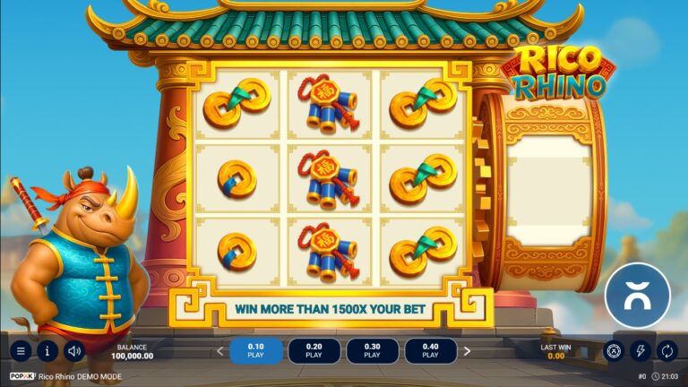Rico Rhino slot gameplay with symbols on a 3x3 board