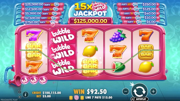 Bubble Wild slot gameplay with symbols on a 5x3 board