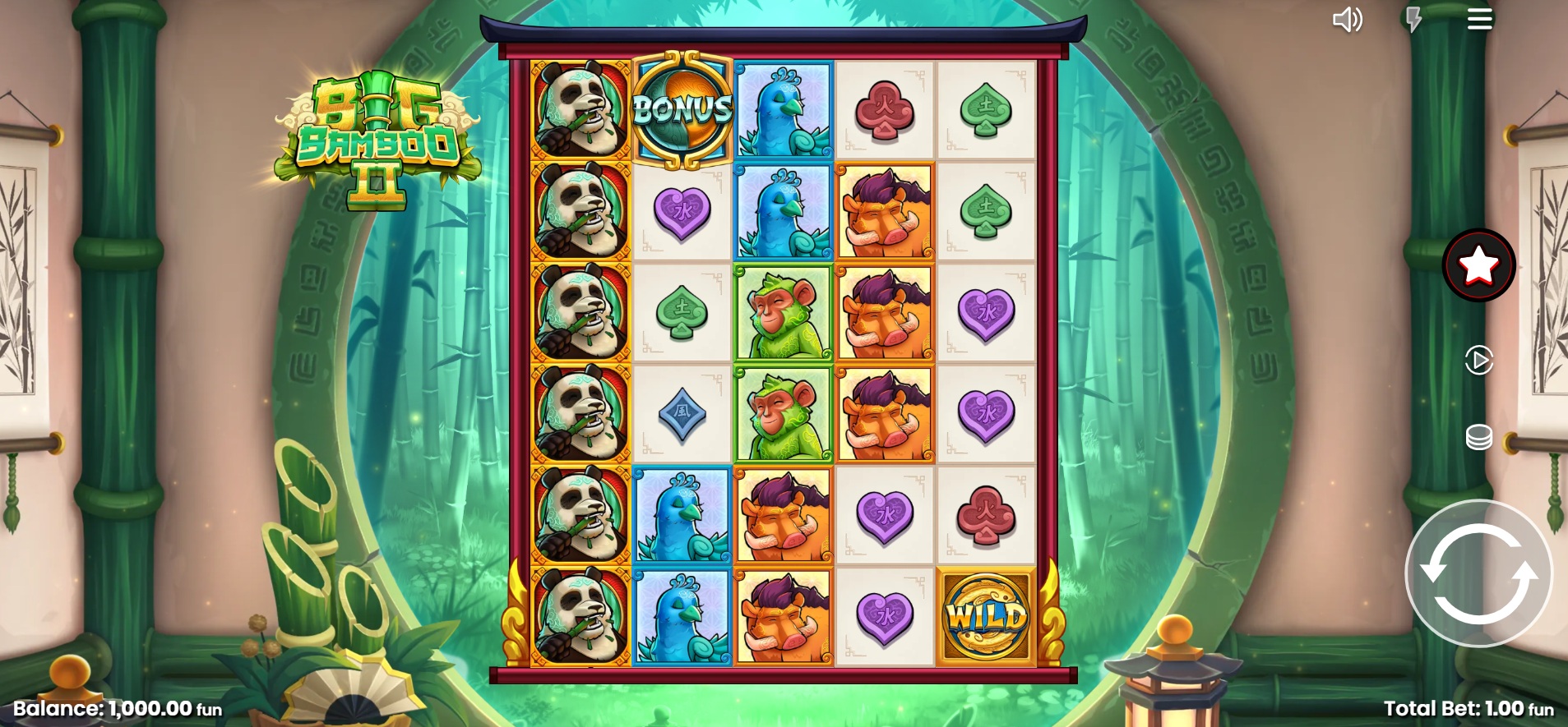 Big Bamboo 2 slot gameplay with symbols on a 5x6 board