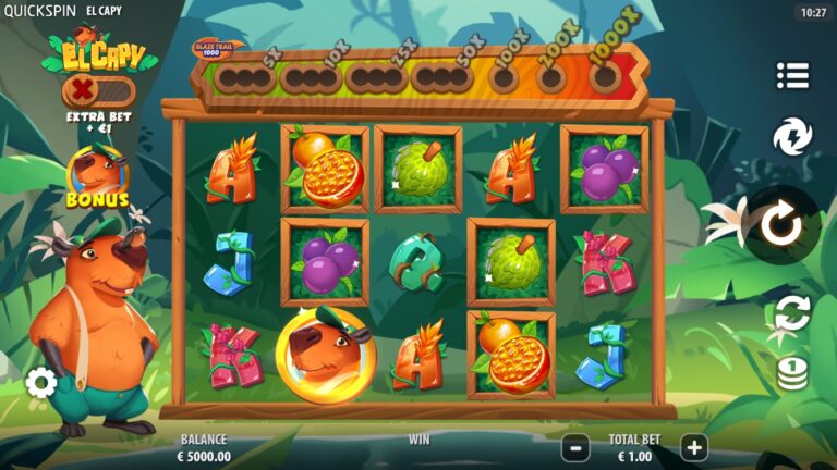 El Capy slot gameplay with symbols on a 5x3 board