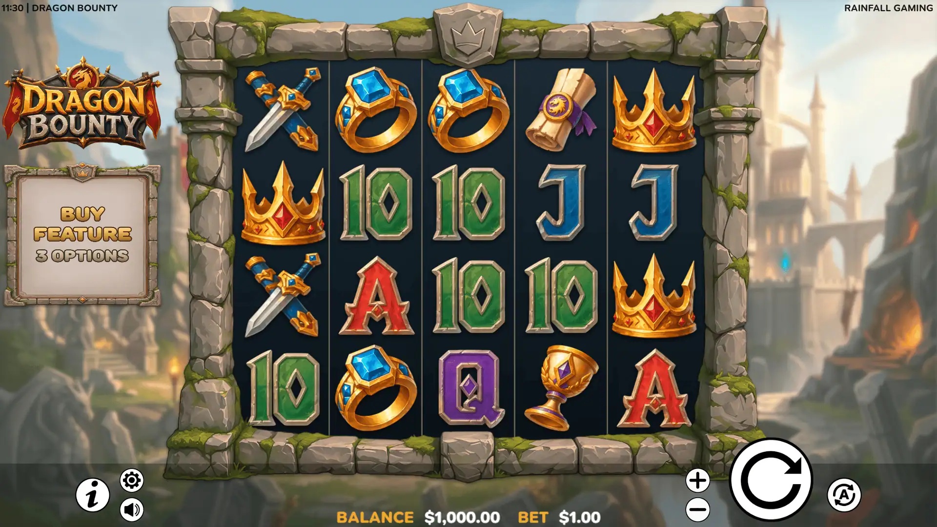 Dragon Bounty slot gameplay with symbols on a 5x4 board