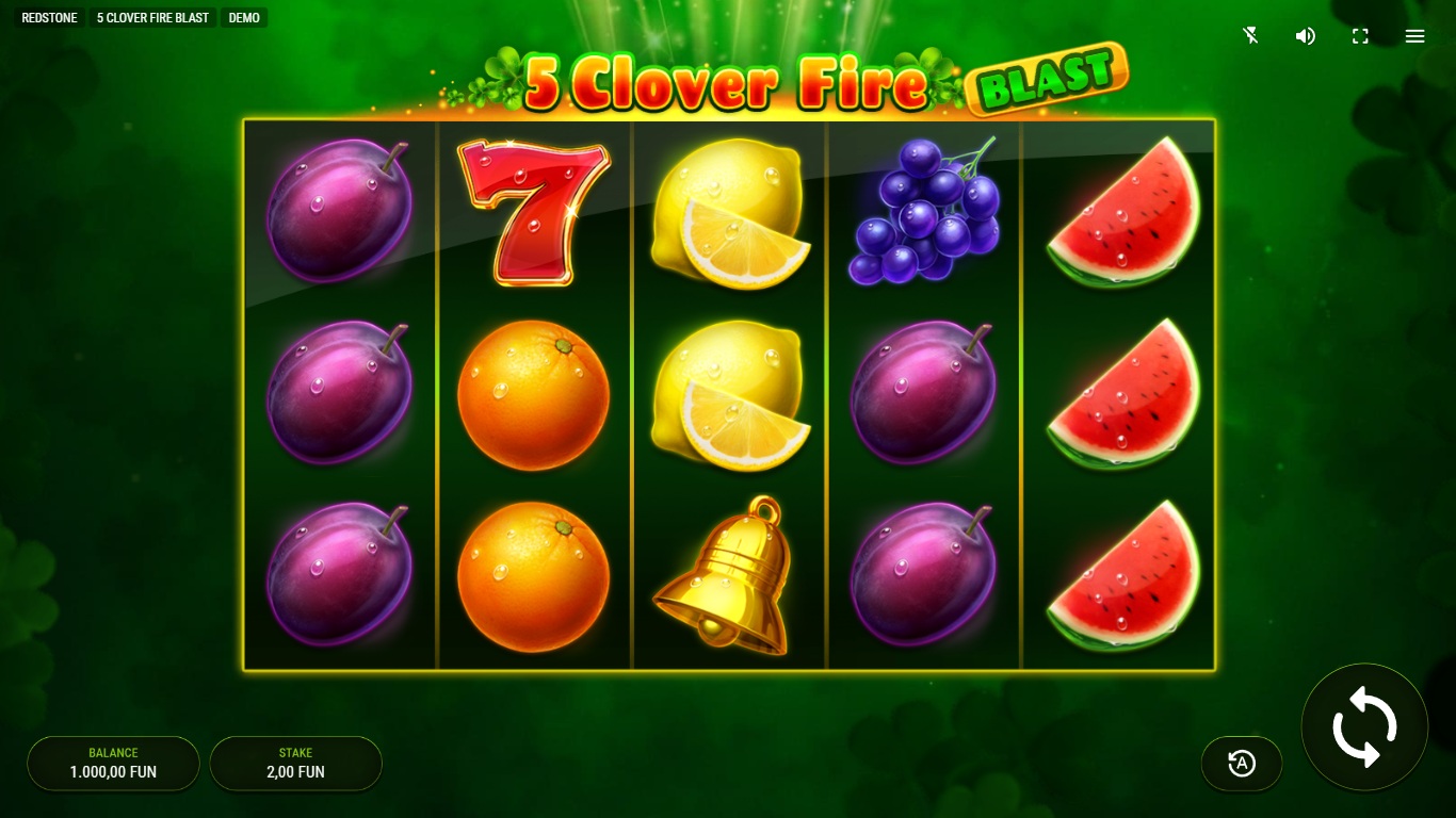 5 Clover Fire Blast slot gameplay with symbols on a 5x3 board