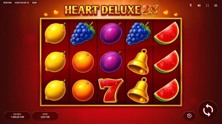 Heart Deluxe 2x slot gameplay with symbols on a 5x3 board