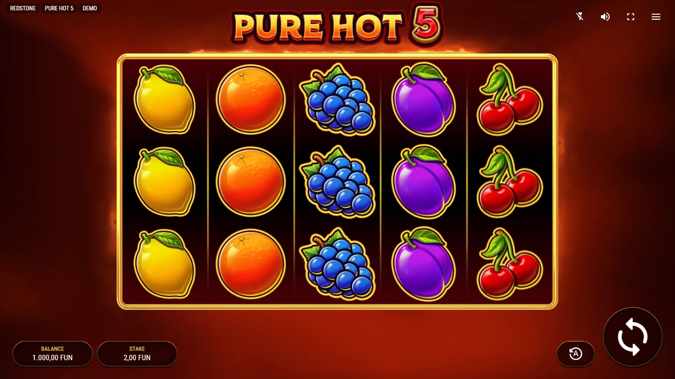 Pure Hot 5 slot gameplay with symbols on a 5x3 board