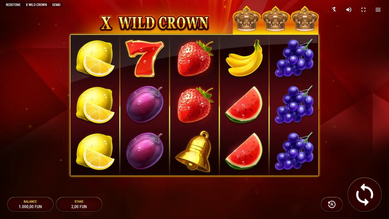 X Wild Crown slot gameplay with symbols on a 5x3 board