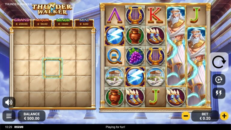 Thunder Walker slot gameplay with symbols on a 5x5 board