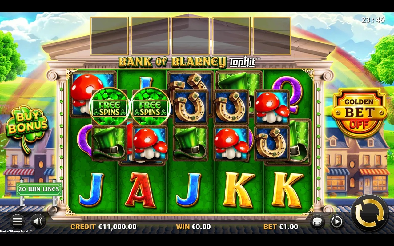 Bank of Blarney TopHit slot gameplay with symbols on a 5x3 board