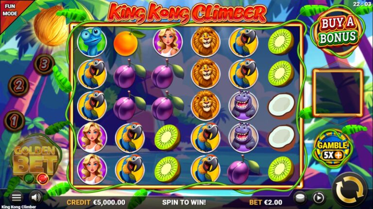 King Kong Climber slot gameplay with symbols on a 6x5 board
