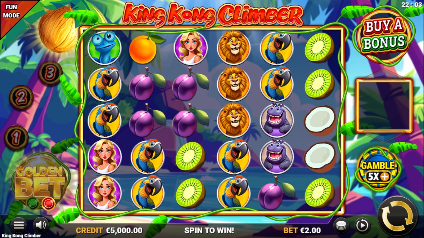 King Kong Climber slot gameplay with symbols on a 6x5 board
